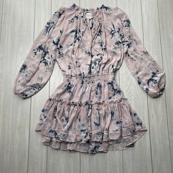 MISA WOMEN'S LORENA LAVENDER PURPLE FLORAL PRINT RUFFLE MINI DRESS SIZE XS - Picture 1 of 14